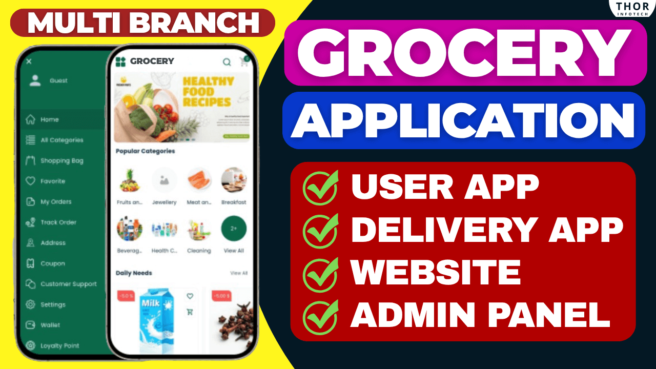 Grocery App and  Delivery App with Website + Admin Panel