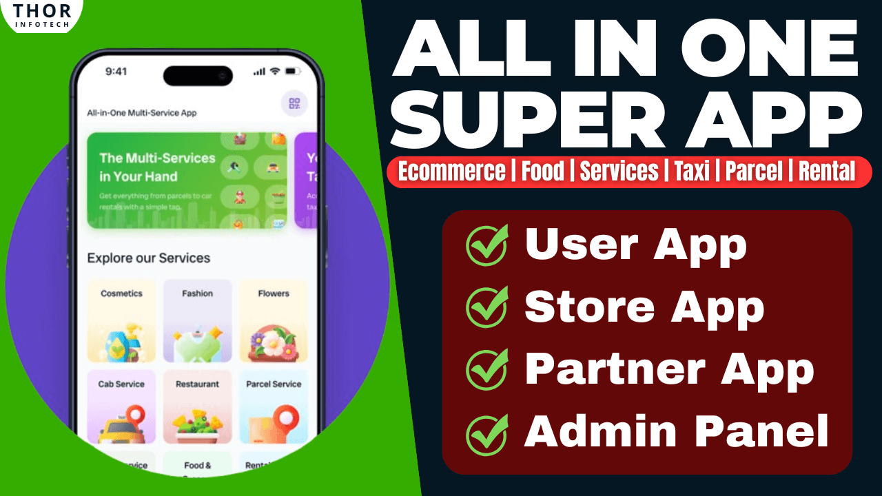 Multivendor App – eCommerce, Food, On-demand, Parcel, Taxi, Rental App with Admin